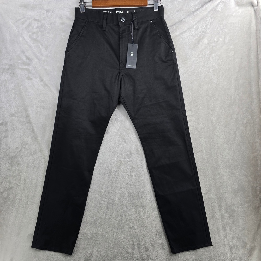 G Star Raw Slim Chino Mens Pants Black DK BLACK Size 27 30 Twill Stretch NEW